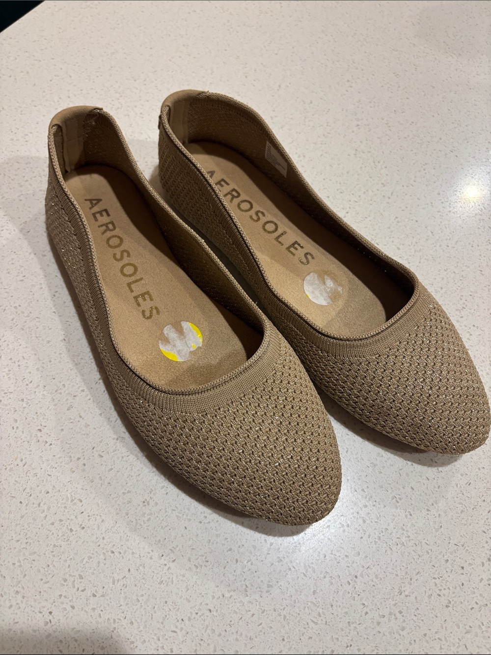 AEROSOLES Women's Knit Ballet Flats in Tan